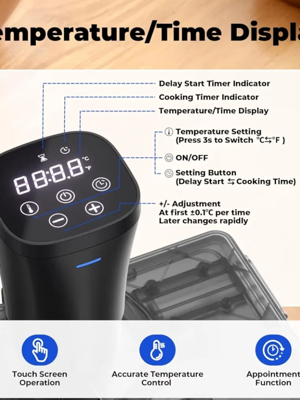 Black Immersion Circulator Sous Vide Cooker - Digital Display NIB